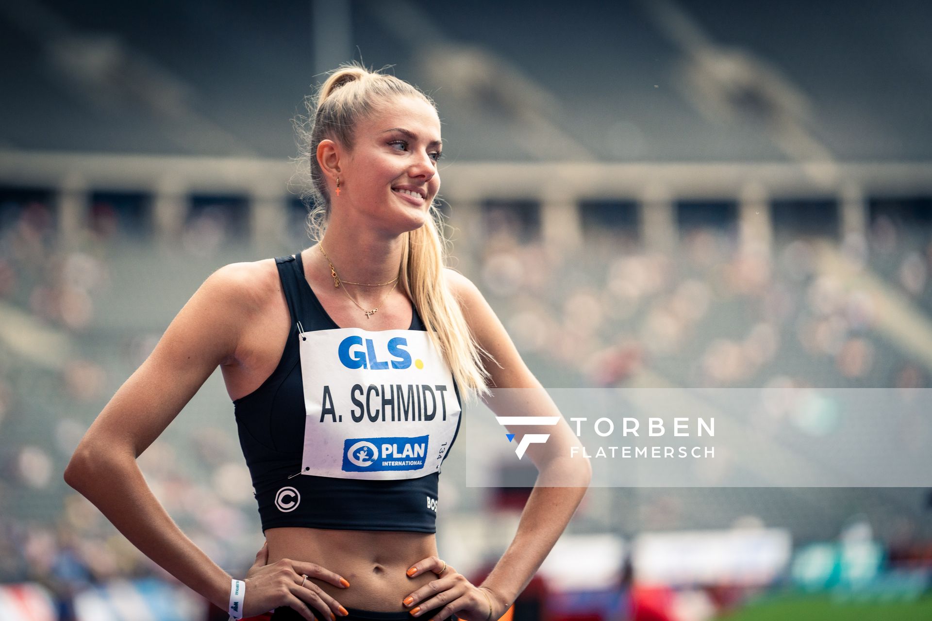 Alica Schmidt (SCC Berlin) waehrend der deutschen Leichtathletik-Meisterschaften im Olympiastadion am 25.06.2022 in Berlin